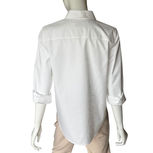 Chico's White Collared Button-Up Tie Front Cotton Shirt Size 0 (Small) - Picture 2 of 6